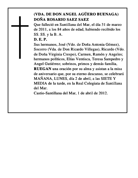 DOÑA ROSARIO SAEZ SAEZ