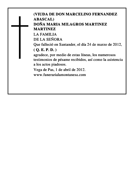 DOÑA MARIA MILAGROS MARTINEZ MARTINEZ