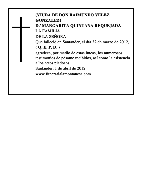 D.ª MARGARITA QUINTANA REQUEJADA