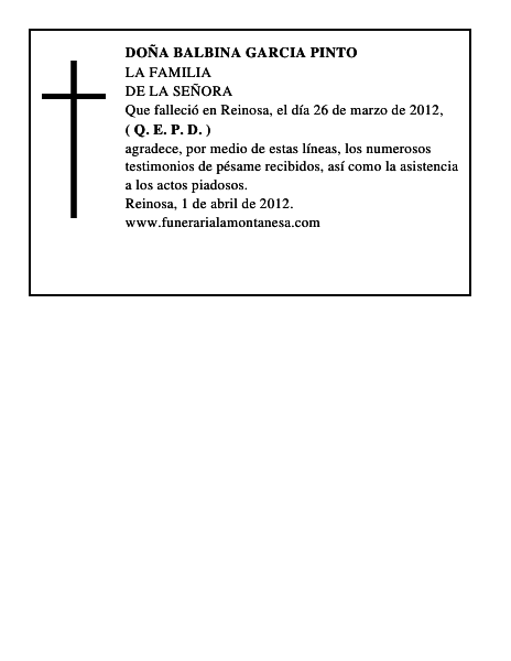 DOÑA BALBINA GARCIA PINTO