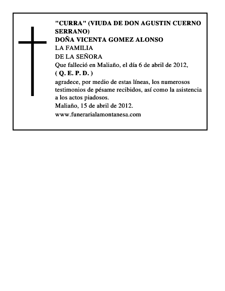 DOÑA VICENTA GOMEZ ALONSO