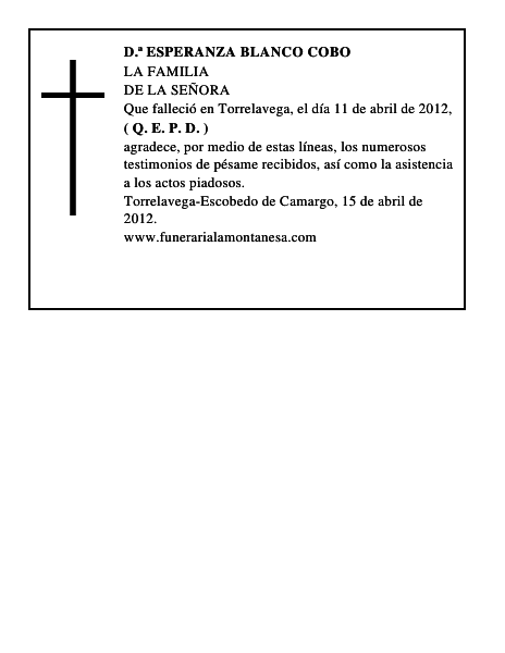 D.ª ESPERANZA BLANCO COBO