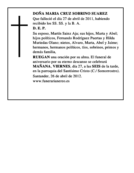 DOÑA MARIA CRUZ SOBRINO SUAREZ