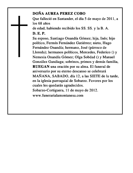 DOÑA AUREA PEREZ COBO