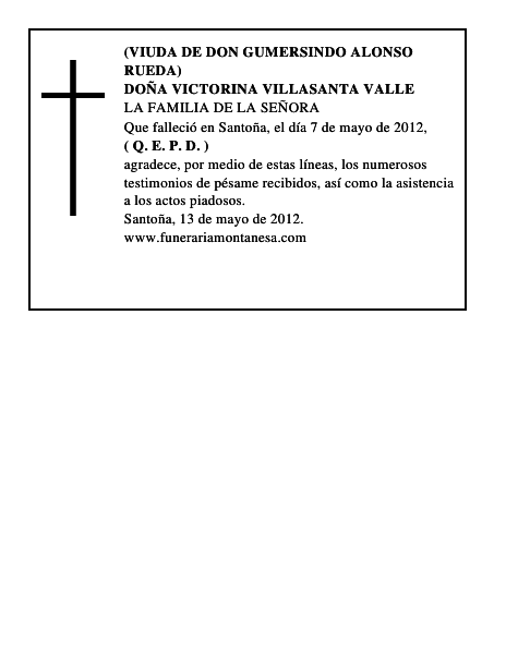 DOÑA VICTORINA VILLASANTA VALLE