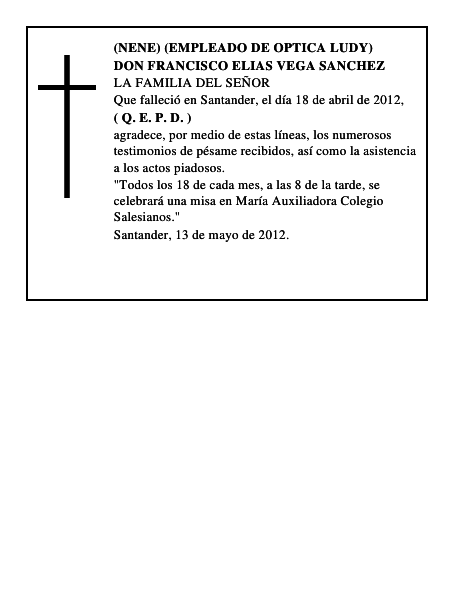 DON FRANCISCO ELIAS VEGA SANCHEZ