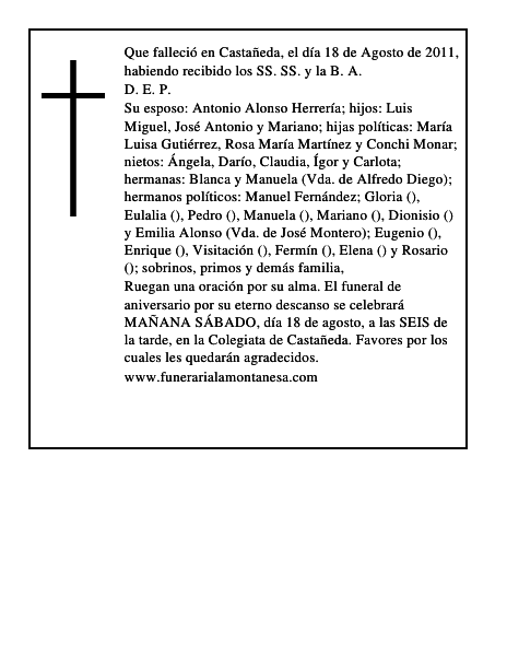 MARIA FLORENTINA ABASCAL COTERA