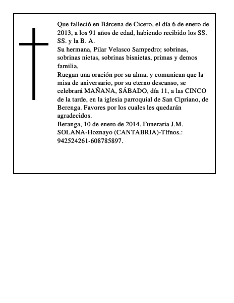 José domingo Velasco Sampedro