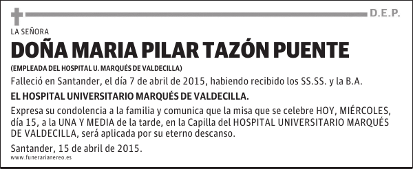 DOÑA MARIA PILAR TAZON PUENTE