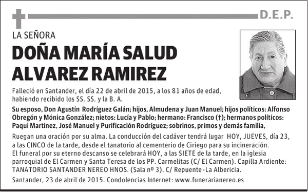MARIA SALUD ALVAREZ RAMIREZ