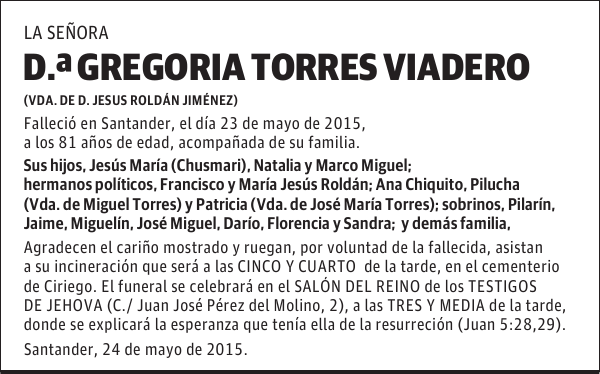 Gregoria Torres Viadero