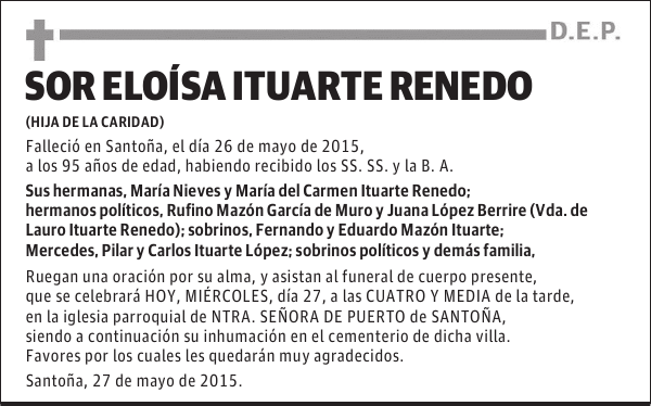 Sor Eloisa Ituarte Renedo