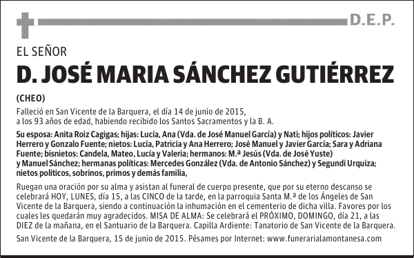JOSÉ MARÍA SÁNCHEZ GUTIÉRREZ