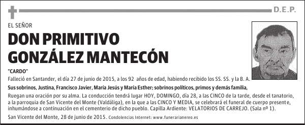 PRIMITIVO GONZALEZ MANTECON