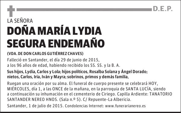María Lydia Segura Endemaño