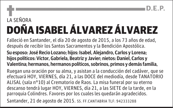 ISABEL ALVAREZ ALVAREZ