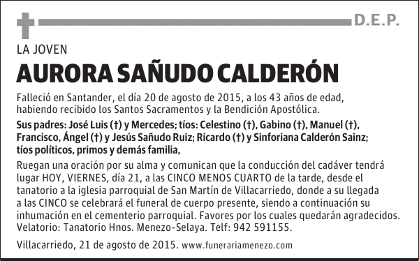 AURORA SAÑUDO CALDERÓN