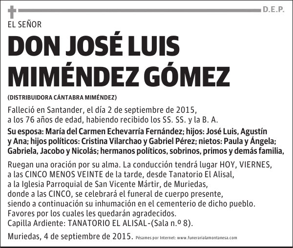 Don José Luis Mimendez Gómez