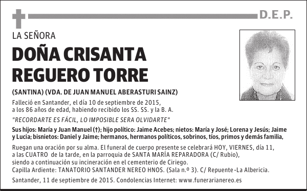 CRISANTA REGUERO TORRE