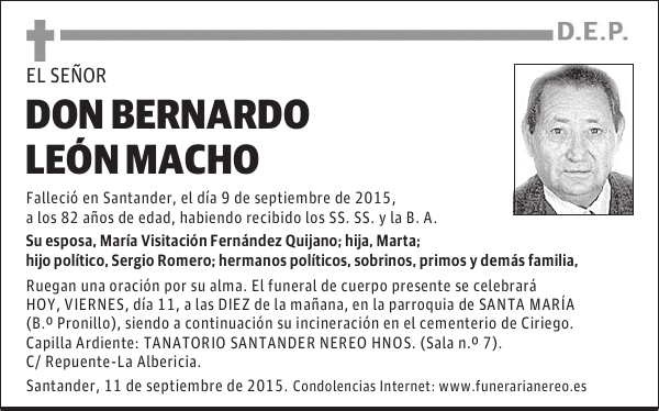 BERNARDO LEON MACHO