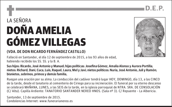DOÑA AMELIA GOMEZ VILLEGAS