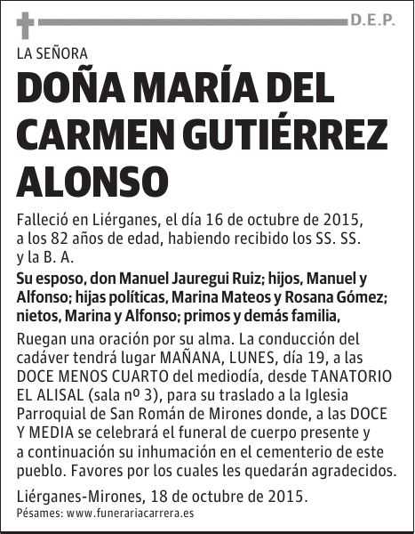 DOÑA MARIA DEL CARMEN GUTIERREZ ALONSO