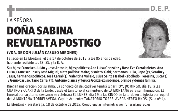DOÑA SABINA REVUELTA POSTIGO