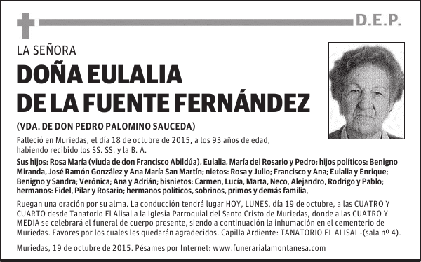 Doña Eulalia de la Fuente Fernández