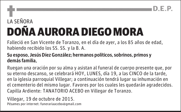 DOÑA AURORA DIEGO MORA