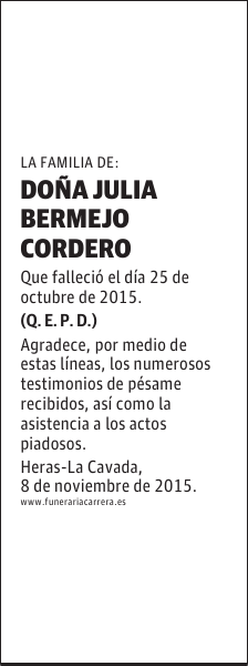 DOÑA JULIA BERMEJO CORDERO