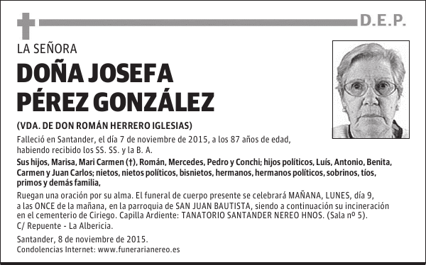 DOÑA JOSEFA PEREZ GONZALEZ