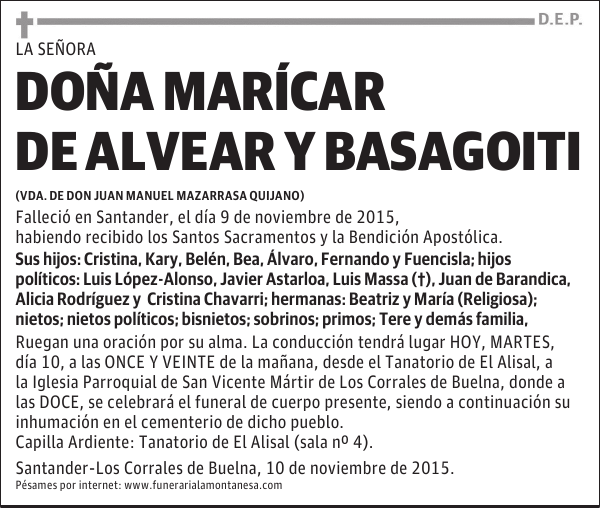 DOÑA MARIA DEL CARMEN ALVEAR BASAGOITI