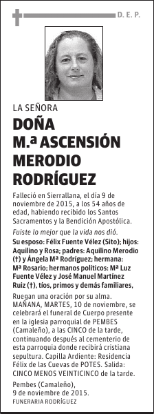 DOÑA MARIA ASCENSION MERODIO RODRIGUEZ