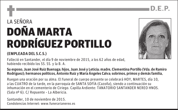 DOÑA MARTA RODRIGUEZ PORTILLO