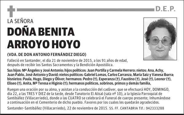 DOÑA BENITA ARROYO HOYO