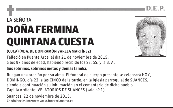 DOÑA FERMINA QUINTANA CUESTA