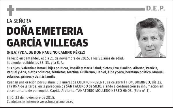 DOÑA EMETERIA GARCÍA VILLEGAS