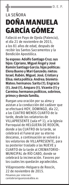 DOÑA MANUELA GARCIA GOMEZ