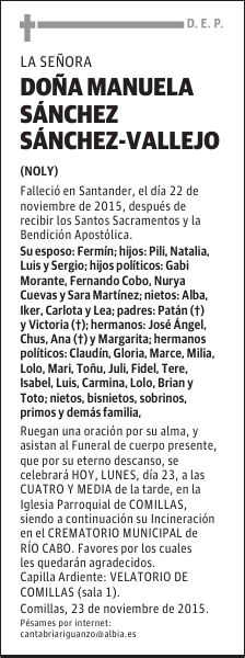 DOÑA MANUELA SANCHEZ SANCHEZ-VALLEJO