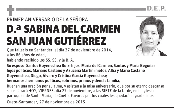 Sabina del Carmen San Juan Gutierrez