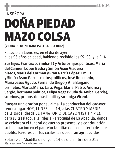 Piedad Mazo Colsa