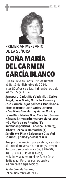 MARIA DEL CARMEN GARCIA BLANCO