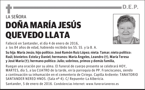 MARIA JESUS QUEVEDO LLATA