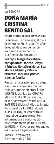 María Cristina Benito Sal