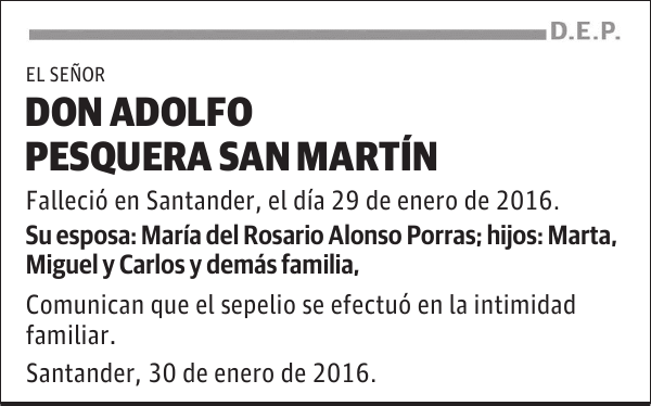 ADOLFO PESQUERA SAN MARTÍN