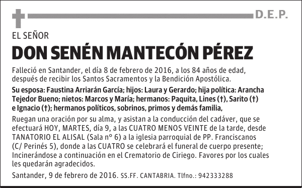 SENEN MANTECÓN PÉREZ