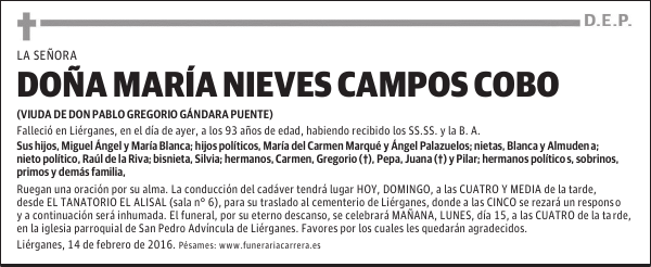 MARÍA NIEVES CAMPOS COBO