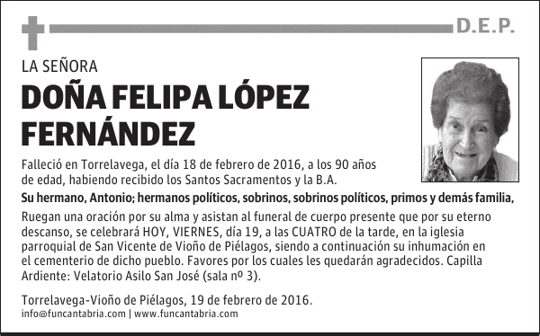 DOÑA FELIPA LÓPEZ FERNÁNDEZ