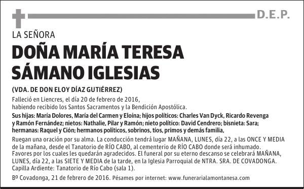 DOÑA MARÍA TERESA SÁMANO IGLESIAS