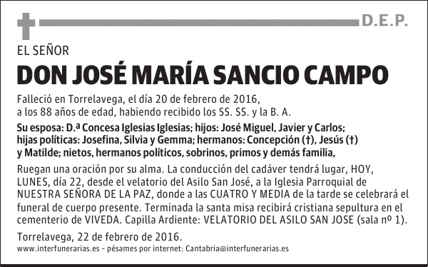 DON JOSÉ MARÍA SANCIO CAMPO